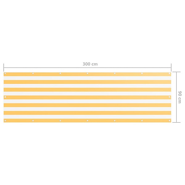 balkona aizslietnis, 90x300 cm, balts un dzeltens audums