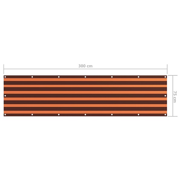 balkona aizslietnis, 75x300 cm, oranžs un brūns oksforda audums