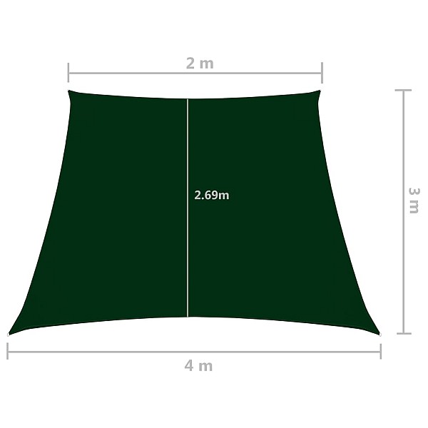 saulessargs, 2/4x3m, trapeces forma, tumši zaļš oksforda audums