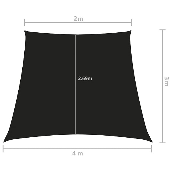 saulessargs, 2/4x3 m, trapeces forma, melns oksforda audums