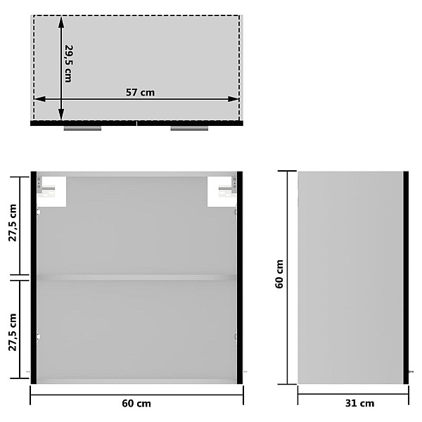 piekarams skapītis, melns, 60x31x60 cm, skaidu plātne