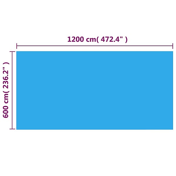 baseina pārklājs, 1200x600 cm, taisnstūra, PE, zils