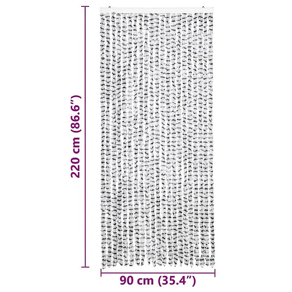 kukaiņu aizkars, 90x220 cm, tumši un gaiši pelēks šenils