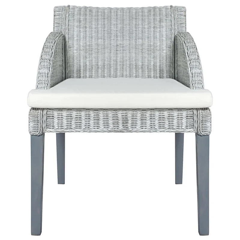 virtuves krēsls ar spilvenu, dabīgā rotangpalma, pelēks virtuves krēsls ar spilvenu, dabīgā rotangpalma, pelēks