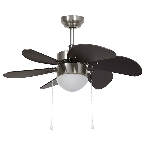 griestu ventilators ar lampu, 76 cm, tumši brūns