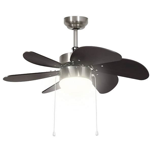 griestu ventilators ar lampu, 76 cm, tumši brūns