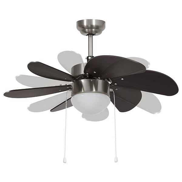 griestu ventilators ar lampu, 76 cm, tumši brūns