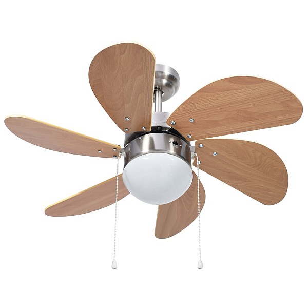 griestu ventilators ar lampu, 76 cm, gaiši brūns