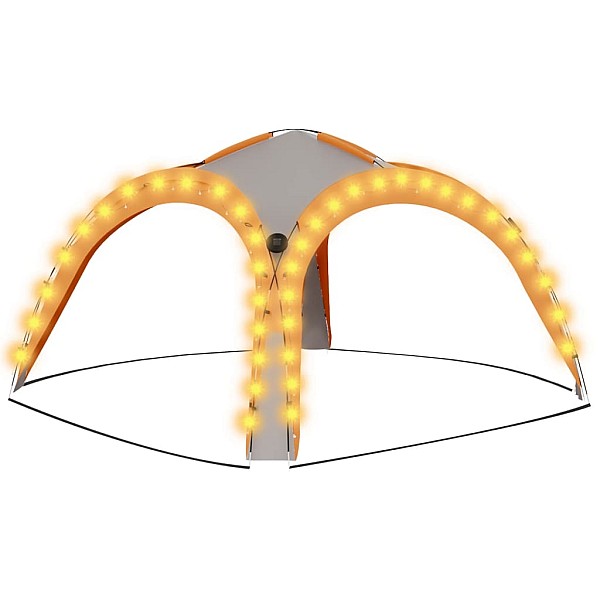 svinību telts, LED, 4 sānu sienas, 3,6x3,6x2,3m, pelēka, oranža