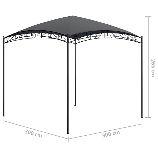 dārza nojume, 3x3x2,65 m, antracītpelēka, 180 g/m²