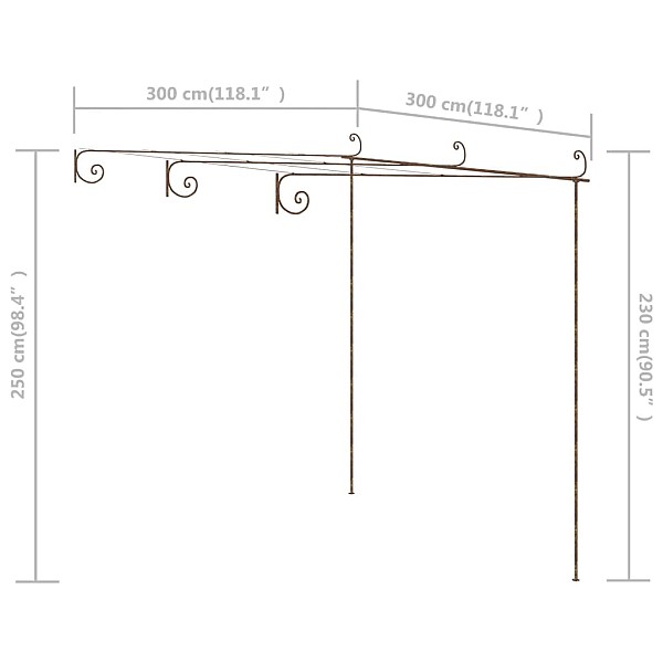 dārza paviljons, 3x3x2,5 m, antīki brūna dzelzs