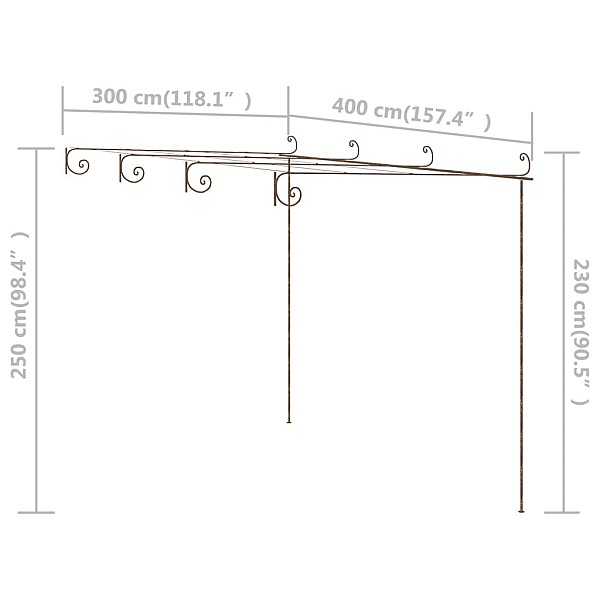 dārza paviljons, 4x3x2,5 m, antīki brūna dzelzs