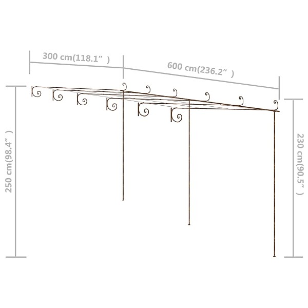 dārza paviljons, 6x3x2,5 m, antīki brūna dzelzs