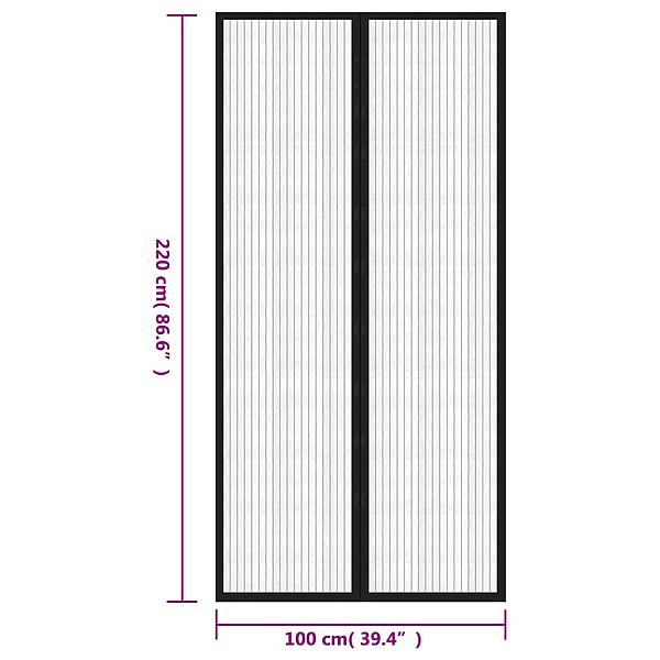 durvju moskītu tīkli, 2 gab., ar magnētiem, 220x100 cm, melni
