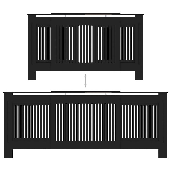 radiatora pārsegs, melns MDF, 205 cm