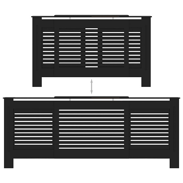 radiatora pārsegs, melns MDF, 205 cm