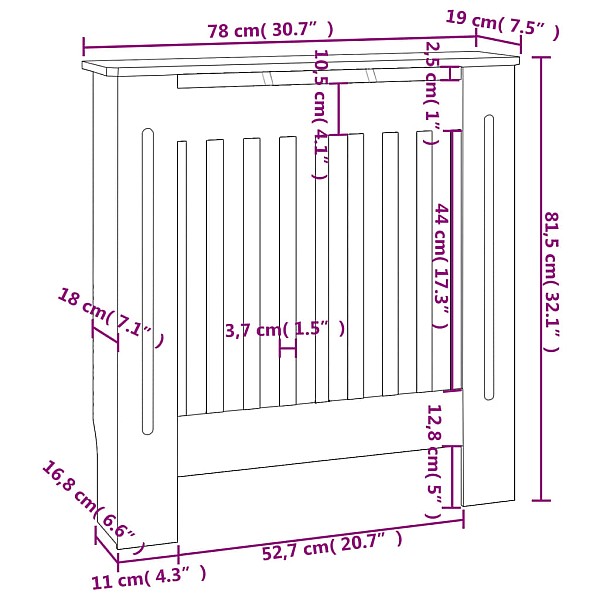 radiatora pārsegs, melns MDF, 78 cm