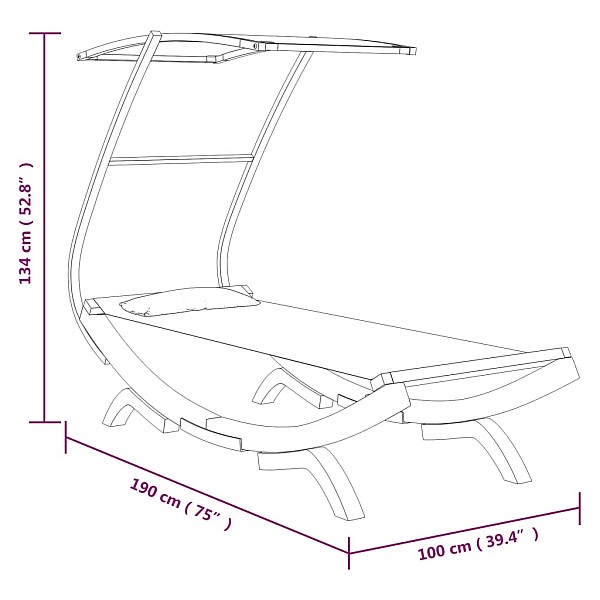 āra gulta ar jumtu, 100x190x134 cm, liekts masīvkoks, pelēka