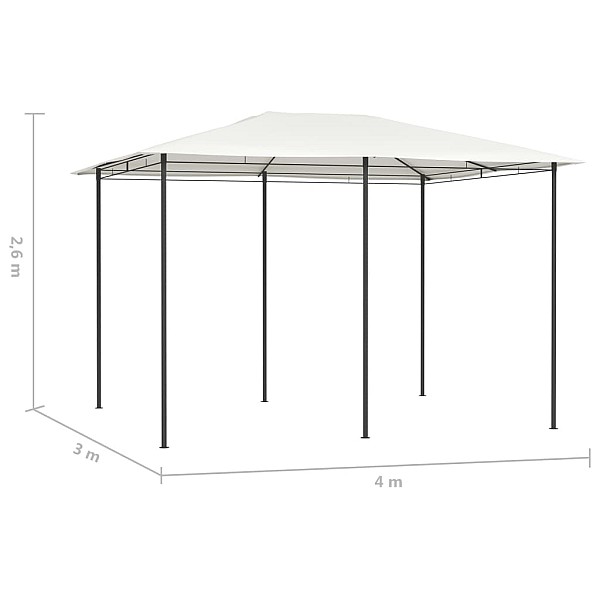 dārza nojume, 3x4x2,6 m, krēmkrāsas, 160 g/m²