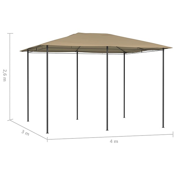 dārza nojume, 3x4x2,6 m, pelēkbrūna, 160 g/m²