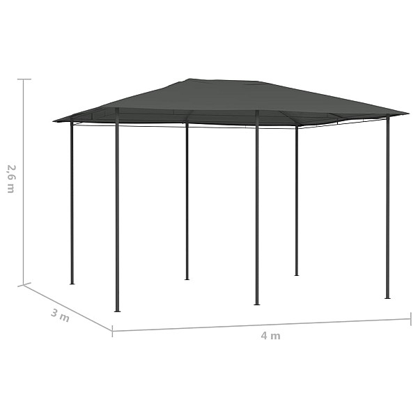 dārza nojume, 3x4x2,6 m, antracītpelēka, 160 g/m²