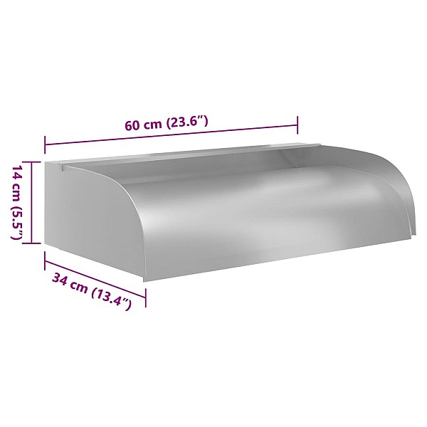 ūdenskritums ar LED, 60x34x14 cm, nerūsējošs tērauds 304