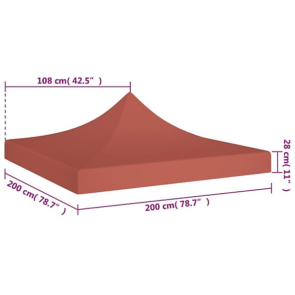 dārza nojumes jumts, 2x2 m, sarkanbrūns, 270 g/m²