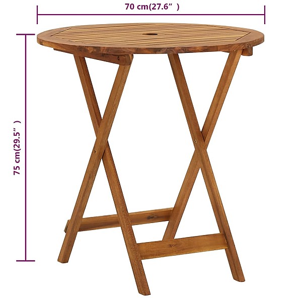 saliekams dārza galds, 70 cm, akācijas masīvkoks