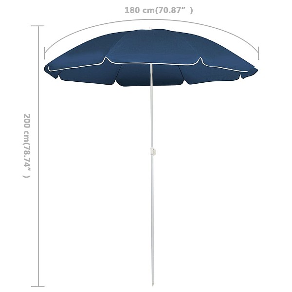 dārza saulessargs ar tērauda kātu, 180 cm, zils