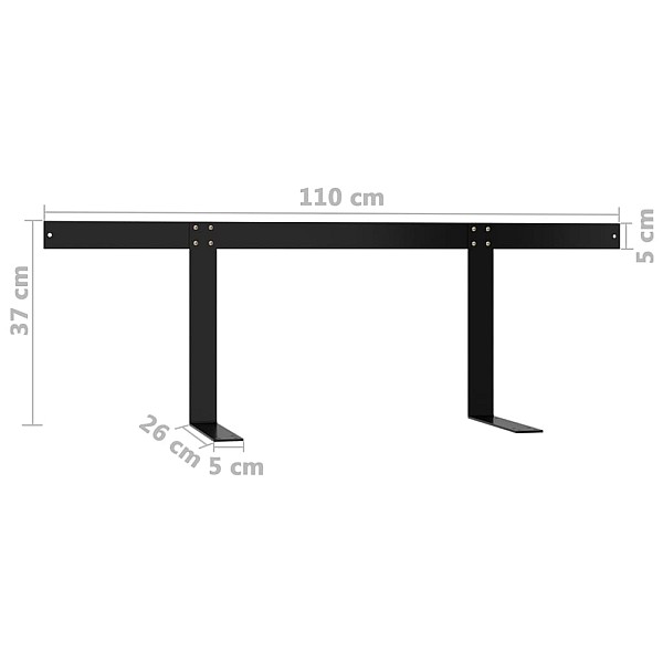 palešu dīvāna atzveltne, 110 cm, melna, dzelzs