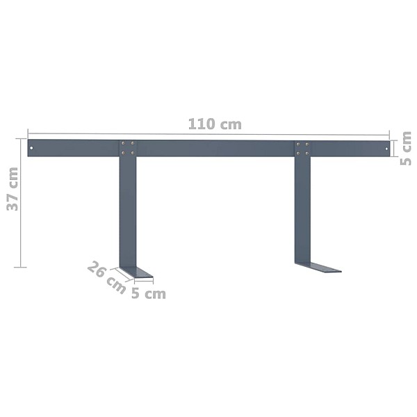 palešu dīvāna atzveltne, 110 cm, gaiši pelēka, dzelzs