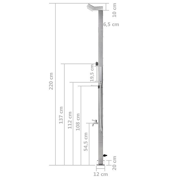 dārza duša, 220 cm, nerūsējošs tērauds