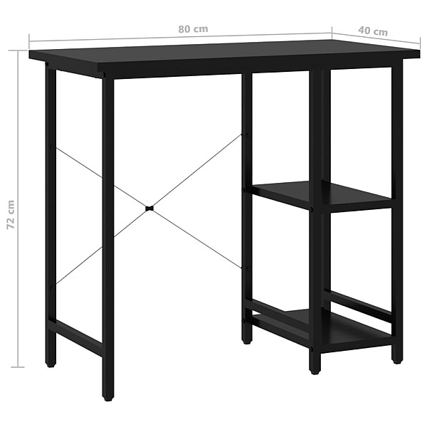 datorgalds, melns, 80x40x72 cm, MDF un metāls