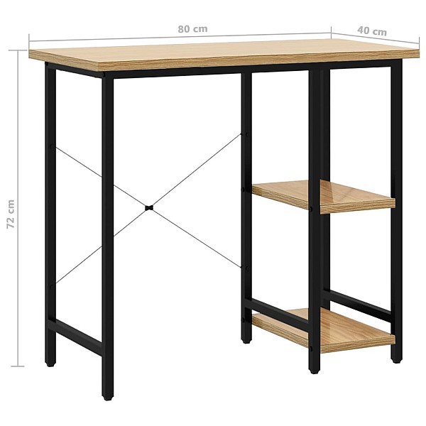 datorgalds, melna un ozolkoka krāsa, 80x40x72 cm, MDF, metāls