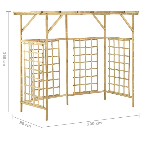 dārza pergola 3 atkritumu tvertnēm, impregnēts priedes koks