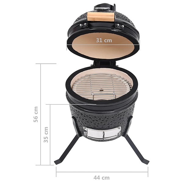 Kamado grils, kūpinātava, keramika, 56 cm, melns