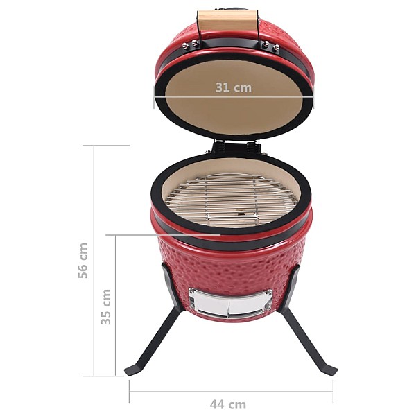 Kamado grils, kūpinātava, keramika, 56 cm, sarkans