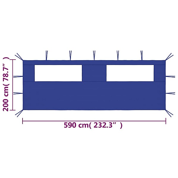 dārza nojumes siena ar logiem, 6x2 m, zila