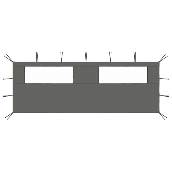 dārza nojumes siena ar logiem, 6x2 m, antracītpelēka