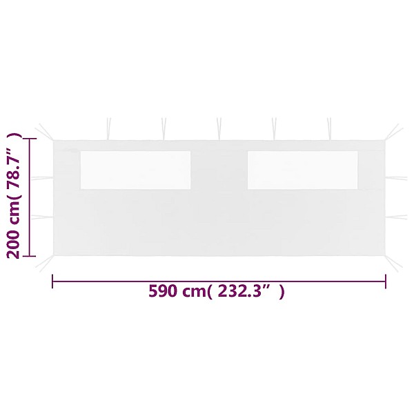 dārza nojumes siena ar logiem, 6x2 m, balta