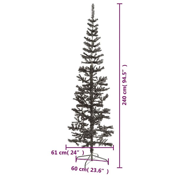 mākslīgā Ziemassvētku egle, šaura, 240 cm, melna