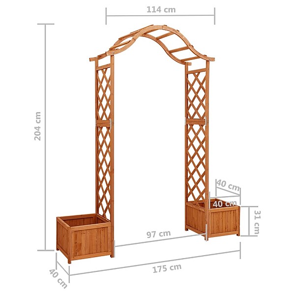 dārza pergola ar puķu kasti, egles masīvkoks