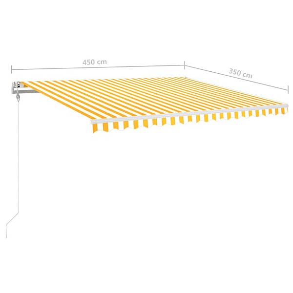 izvelkama markīze, LED, vēja sensors, dzeltena/balta, 450x350cm