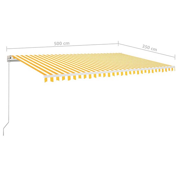 markīze ar LED un vēja sensoru, 500x350 cm, dzeltenbalta