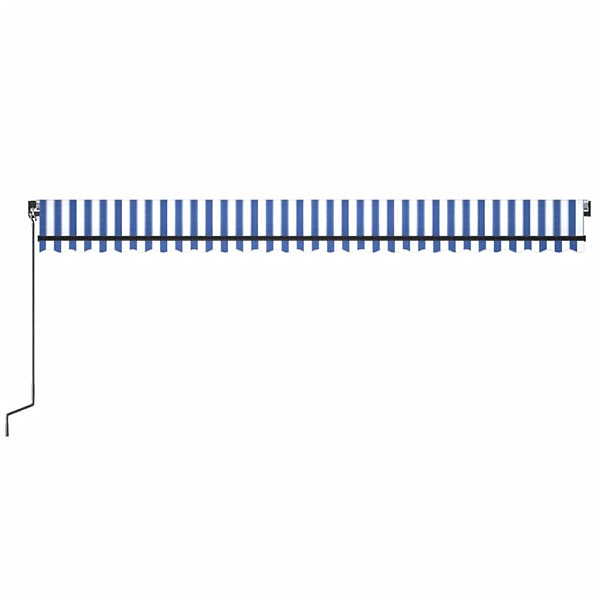izvelkama markīze ar LED, 600x350 cm, manuāla, zila un balta