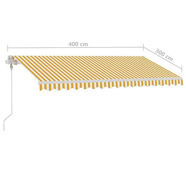 izvelkama markīze, LED, vēja sensors, dzeltenbalta, 400x300 cm