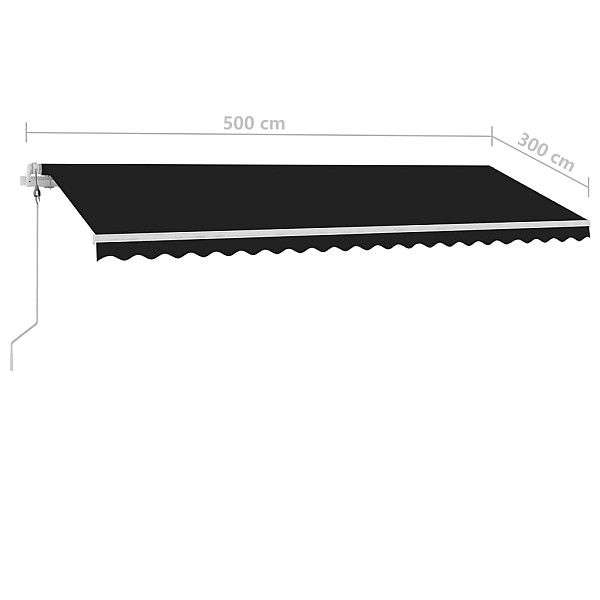 izvelkama markīze ar LED un vēja sensoru, pelēka, 500x300 cm