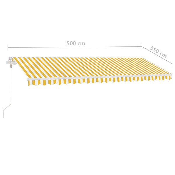 markīze ar kātu, 500x350 cm, automātiska, dzeltena/balta