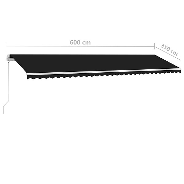 izvelkama markīze ar kātu, 600x350 cm, manuāla, antracītpelēka