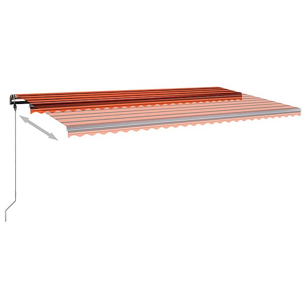 izvelkama markīze ar LED, 600x350 cm, oranža un brūna